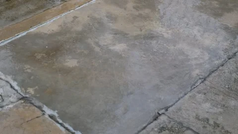 Rain on floor wall cement street, fall rainy absatract on grey concrete Stock Footage 287897750