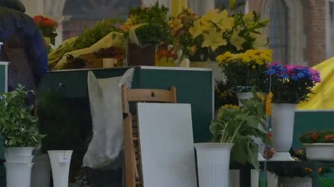 Rain at Flower Market Stock Footage 69268761