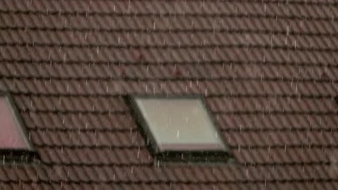 Rain flows down on a roof Video stock 155879935
