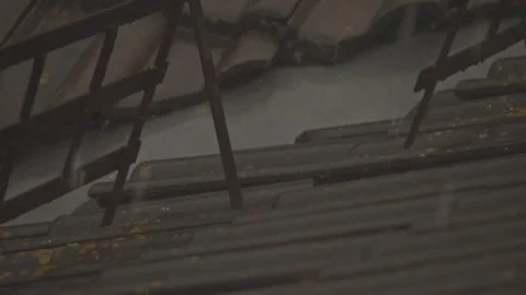 Rain flows down on a roof Stock-Footage 245478393