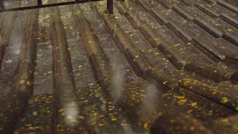 Rain flows down on a roof Stock-Footage 245478467