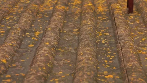 Rain flows down on a roof Stock Footage 248300975