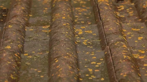 Rain flows down on a roof Stock Footage 248301000