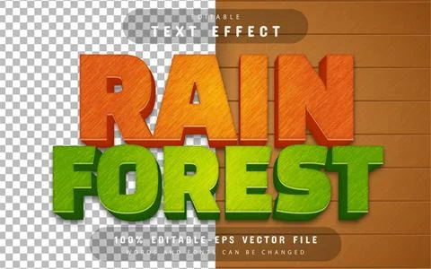 Rain forest 3d text effect editable Stock Illustration