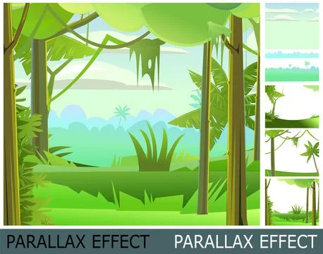 Rain forest. Dense thickets. View from the jungle Tropical forest panorama. I Ilustração Stock