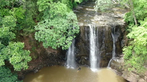 Rain forest waterfall landscape aerial view. Stock Footage 110846272