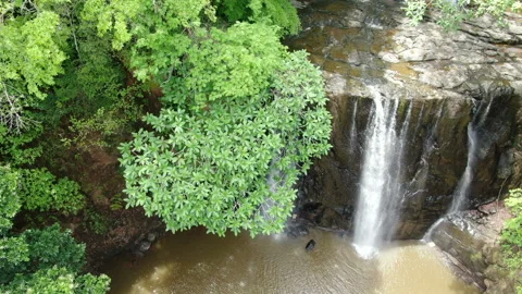 Rain forest waterfall landscape aerial view Stock Footage 110847242