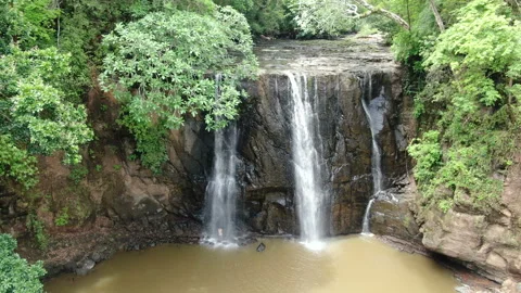 Rain forest waterfall landscape aerial view Stock Footage 110854926