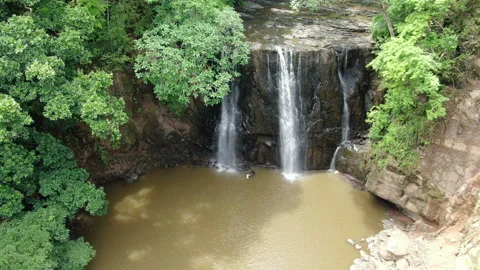 Rain forest waterfall landscape aerial view Stock Footage 110857625