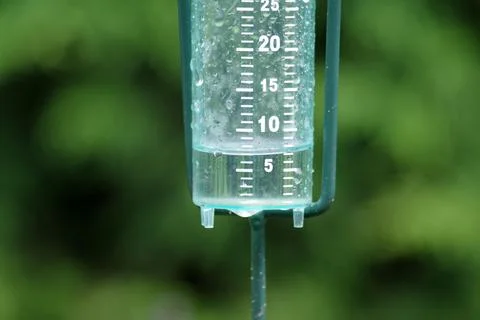 Rain gauge vessel scale precipitation rain measure display water weather A rain Stock Photos