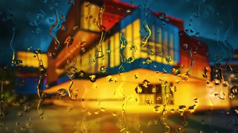 Rain on the glass 3D render Video stock 141778360