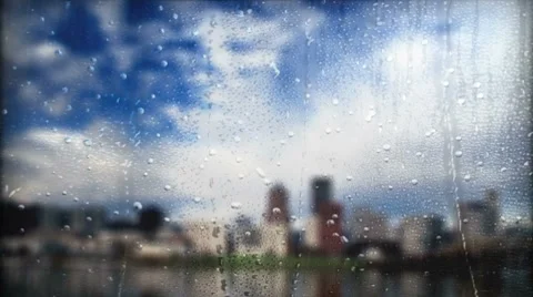 Rain on glass day Video stock 8833149