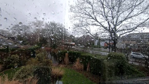Rain on the glass of the window Stock Footage 104041222