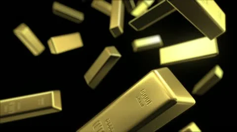 Rain of gold bars Stock-Footage 21887740