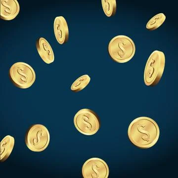 Rain of golden coins, isolated vector Stock Illustration