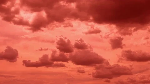 Rain Gray Black Cumulus Clouds Illuminated by Sun Soar in Coral Pink Sky at Suns Stock Footage 170377360