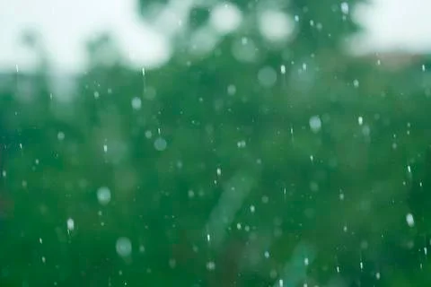 Rain with green background Stock Photos