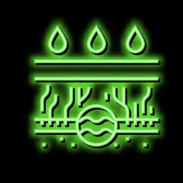 Rain gutter drainage system neon glow icon illustration Illustrazione stock