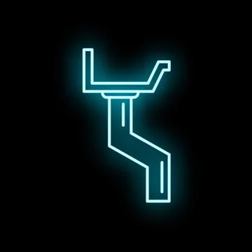 Rain gutter neon outline creating drainage system icon Stock Illustration