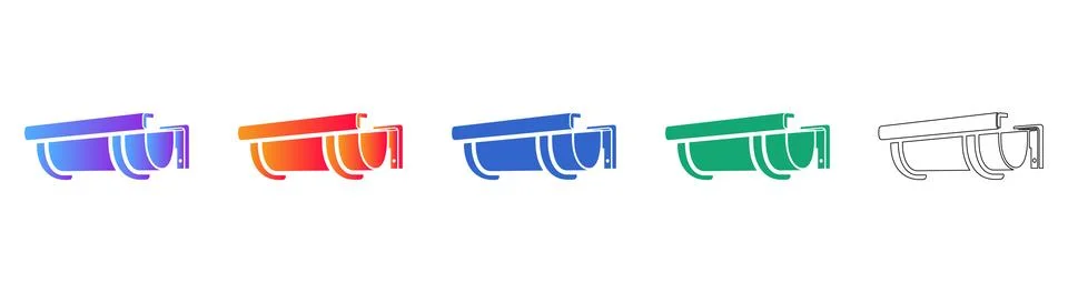 Rain Gutter Profile Vector Icons Illustrazione stock