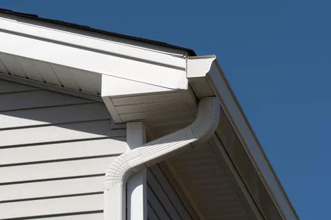 Rain gutter of roof Stock Photos
