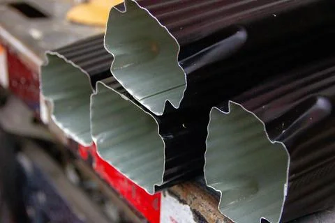 Rain gutters cut for installation Stock Photos