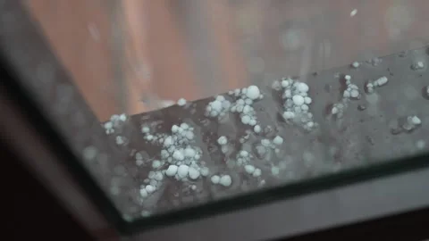 Rain hail. Close up. Slow mo Stock Footage 253624724