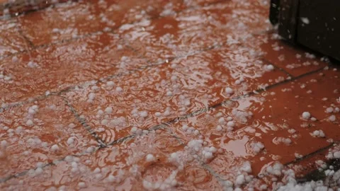 Rain with hail in spain, barcelona Stock Footage 204924323