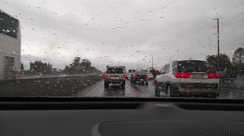 Rain on highway Stock Footage 68994960