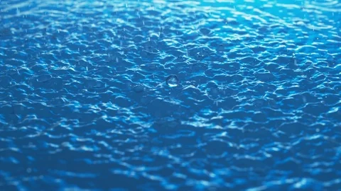 Rain Hits Blue Water Surface Stock Footage 84183117