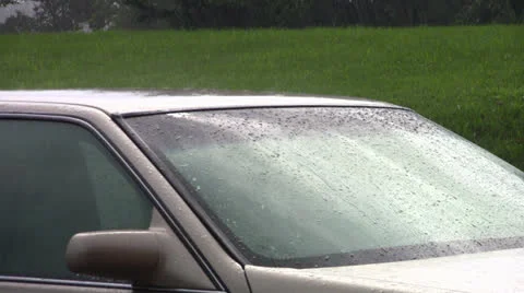 Rain Hitting Car Top Stock Footage 25929631