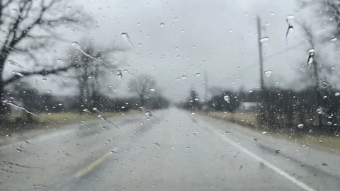 Rain Hitting Windshield Stock Footage 227074102