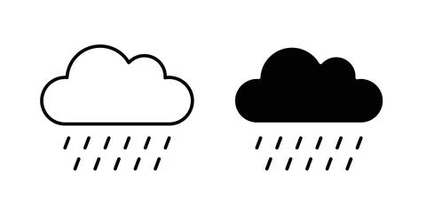Rain icon collection in black, Line icons, flat symbols イラスト素材