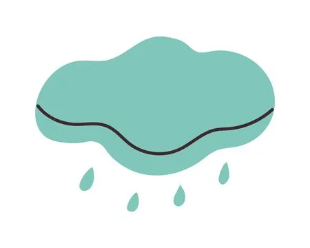 Rain Icon in flat style isolated on white background. Hand drawn Cloud symbol Stock Illustration