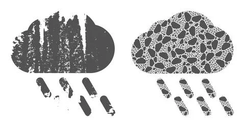 Rain Icon Recursive Collage and Grunge Textured Icon Illustrazione stock