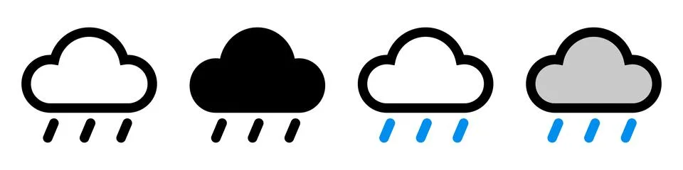 Rain icon set. Rain clouds. Rainy weather. Vector. Stock Illustration
