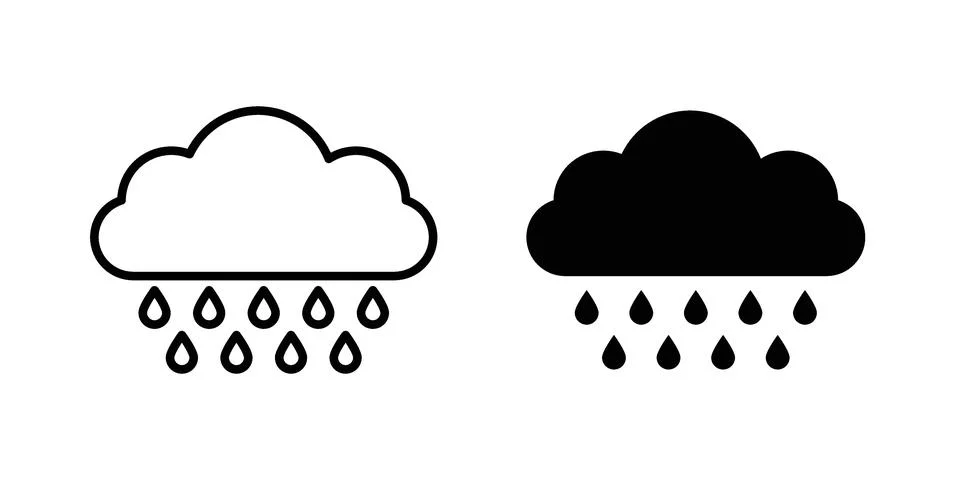 Rain icon symbol  illustration bundle in black colour Stock Illustration