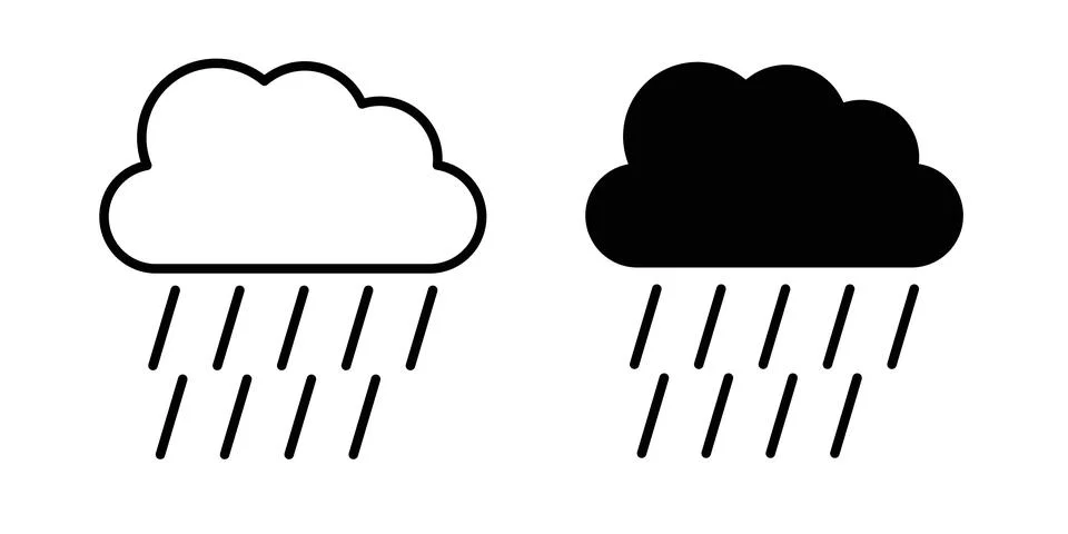 Rain icon thin line and clipart style vector set Illustrazione stock