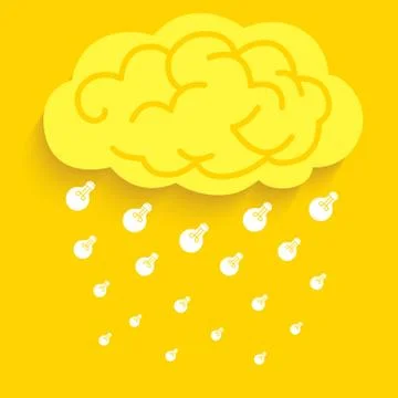 Rain idea bulb from brain Stock Illustration