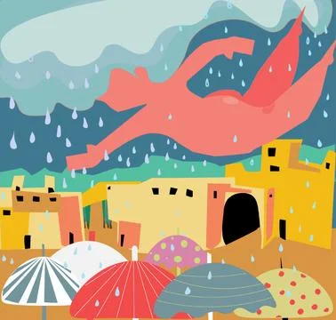 In rain Stock Illustration