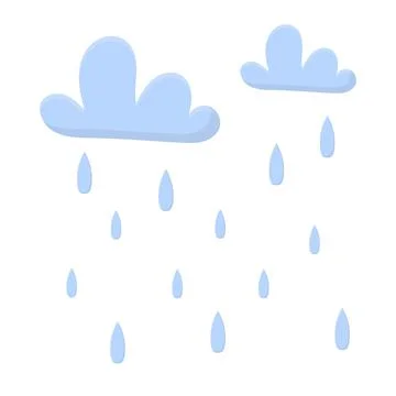 Rain illustration. Clouds and raindrops. Stock Illustration