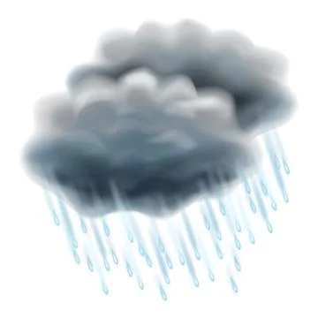 Rain illustration. Realistic gray clouds and raindrops. Autumn and rain Stock Illustration