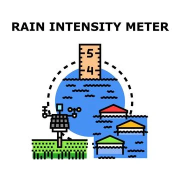 Rain intensity meter concept measuring flood level Ilustração Stock