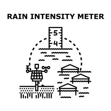Rain intensity meter concept measuring flood level Ilustração Stock