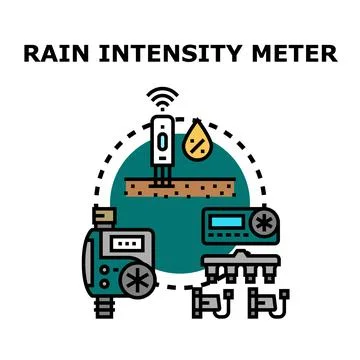 Rain intensity meter measuring water drop percentage Stock Illustration