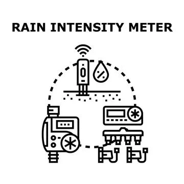 Rain intensity meter measuring water drop percentage 스톡 일러스트