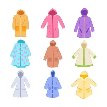 Rain jacket set cartoon vector illustration Illustrazione stock
