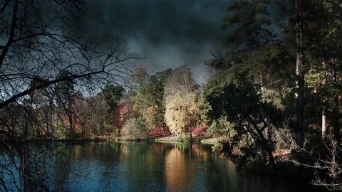 Rain on the Lake 4K Stock Footage 125586174