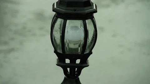 Rain on lamp early evening Stock Footage 129715755