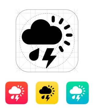 Rain with lightning weather icon. Stock Illustration